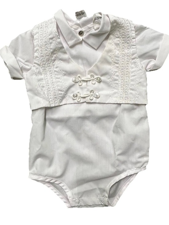 Other - Vintage Baby White Bodysuit Detailed Vest Size 0-6 Months Baptism Christening
